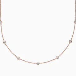 Necklaces & Pendants|BH Multi Pave Rose 14K Rose Gold Diamond Station Necklace, 0.69 TCW