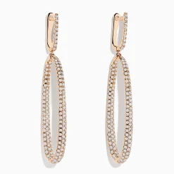 Earrings|Effy Jewelry Pave Rose 14K Rose Gold Diamond Inside Out Earrings