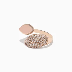Rings|Effy Jewelry Pave Rose 14k Rose Gold Open Shank Diamond Bypass Ring