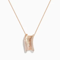 Necklaces & Pendants|Effy Jewelry Pave Rose 14k Textured Rose Gold Diamond Pendant