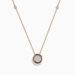 Necklaces & Pendants|Effy Jewelry Pave Rose 14K White u0026 Rose Gold Diamond Necklace