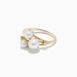 Rings|Effy Jewelry Pearl 14K Yellow Gold Diamond and Pearl Cluster Ring