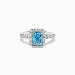 Rings|Effy Jewelry Reverie 14K White Gold Lab Grown Blue and White Diamond Ring