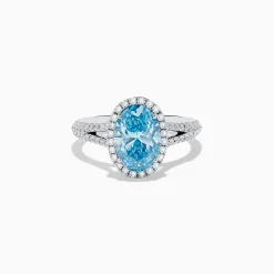 Rings|Effy Jewelry Reverie 14K White Gold Lab Grown Blue and White Diamond Ring