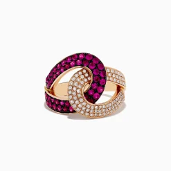 Rings|Effy Jewelry Rosa 14K Rose Gold Ruby and Diamond Intertwined Ring, 1.15 TCW