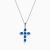 Necklaces & Pendants|Effy Jewelry Royal Bleu 14K White Gold Blue Sapphire Cross Pendant