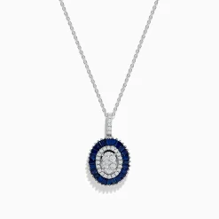 Necklaces & Pendants|Effy Jewelry Royal Bleu 14K White Gold Sapphire and Diamond Pendant