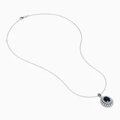 Necklaces & Pendants|Effy Jewelry Royal Bleu 14K White Gold Sapphire u0026 Diamond Halo Pendant
