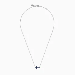 Necklaces & Pendants|Effy Jewelry Royal Bleu 14K White Gold Sapphire Cross Necklace