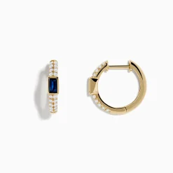 Earrings|Effy Jewelry Royal Bleu 14K Yellow Gold Sapphire and Diamond Earrings