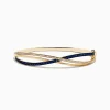 Bracelets|Effy Jewelry Royal Bleu 14K Yellow Gold Blue Sapphire and Diamond Bangle