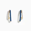 Earrings|Effy Jewelry Royal Bleu 14K Yellow Gold Sapphire and Diamond Double Hoop Earrings