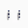 Earrings|Effy Jewelry Royale Bleu 14K Gold Sapphire and Diamond Hoop Earrings, 1.19 TCW