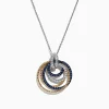 Necklaces & Pendants|Effy Jewelry Royale Bleu 14K 2-Tone Sapphire and Diamond Circles Pendant, 1.09 TCW