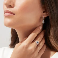 Earrings|BH Multi Royale Bleu 14K Two Tone Gold Sapphire and Diamond Earrings, 0.93 TCW