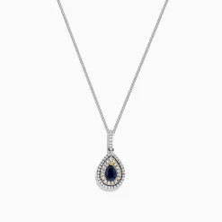 Necklaces & Pendants|BH Multi Royale Bleu 14K Two Tone Gold Sapphire and Diamond Pendant, 0.38 TCW