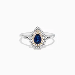 Rings|BH Multi Royale Bleu 14K Two Tone Gold Sapphire and Diamond Ring, 0.77 TCW