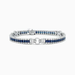 Bracelets|Effy Jewelry Royale Bleu 14K White Gold Sapphire and Diamond Bracelet, 7.66 TCW