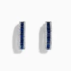 Earrings|Effy Jewelry Royale Bleu 14K White Gold Blue Sapphire and Diamond Hoop Earrings
