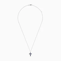 Necklaces & Pendants|BH Multi Royale Bleu 14K White Gold Sapphire and Diamond Cross Pendant