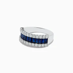 Rings|Effy Jewelry Royale Bleu 14K White Gold Blue Sapphire and Diamond Ring