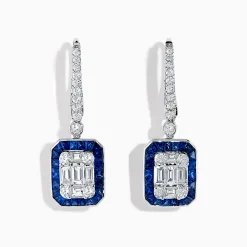 Earrings|Effy Jewelry Royale Bleu 14K White Gold Diamond and Sapphire Drop Earrings