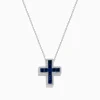 Necklaces & Pendants|Effy Jewelry Royale Bleu 14K White Gold Sapphire and Diamond Cross Pendant