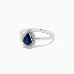 Rings|BH Multi Royale Bleu 14K White Gold Sapphire and Diamond Pear Shaped Ring