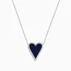 Necklaces & Pendants|Effy Jewelry Royale Bleu 14K White Gold Blue Sapphire and Diamond Heart Necklace