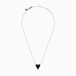 Necklaces & Pendants|Effy Jewelry Royale Bleu 14K White Gold Blue Sapphire and Diamond Heart Necklace