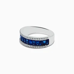 Rings|Effy Jewelry Royale Bleu 14K White Gold Blue Sapphire and Diamond Ring