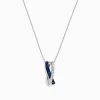 Necklaces & Pendants|Effy Jewelry Royale Bleu 14K White Gold Blue Sapphire and Diamond Pendant, 0.26 TCW