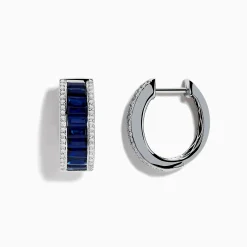 Earrings|Effy Jewelry Royale Bleu 14K White Gold Blue Sapphire and Diamond Earrings