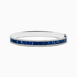 Bracelets|Effy Jewelry Royale Bleu 14K White Gold Blue Sapphire and Diamond Bangle