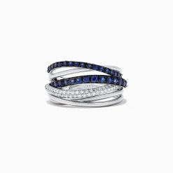 Rings|Effy Jewelry Royale Bleu 14K White Gold Blue Sapphire u0026 Diamond Ring, 0.91 TCW