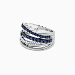 Rings|Effy Jewelry Royale Bleu 14K White Gold Blue Sapphire u0026 Diamond Ring, 0.91 TCW