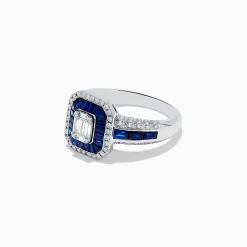 Rings|Effy Jewelry Royale Bleu 14k White Gold Blue Sapphire and Diamond Ring