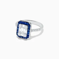 Rings|BH Multi Royale Bleu 14K White Gold Blue Sapphire and Diamond Deco Ring