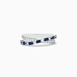 Rings|BH Multi Royale Bleu 14K White Gold Blue Sapphire and Diamond Crossover Ring