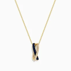 Necklaces & Pendants|Effy Jewelry Royale Bleu 14K Yellow Gold Blue Sapphire and Diamond Pendant