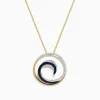 Necklaces & Pendants|Effy Jewelry Royale Bleu 14K Yellow Gold Sapphire u0026 Diamond Wave Pendant, 0.49 TCW