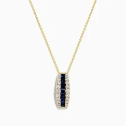 Necklaces & Pendants|Effy Jewelry Royale Bleu 14K Yellow Gold Blue Sapphire and Diamond Pendant