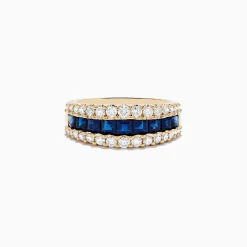 Rings|Effy Jewelry Royale Bleu 14K Yellow Gold Blue Sapphire and Diamond Ring