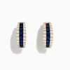 Earrings|Effy Jewelry Royale Bleu 14K Yellow Gold Blue Sapphire and Diamond Hoop Earrings