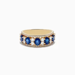 Rings|Effy Jewelry Royale Bleu 14K Yellow Gold Blue Sapphire and Diamond Ring