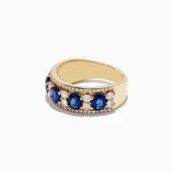 Rings|Effy Jewelry Royale Bleu 14K Yellow Gold Blue Sapphire and Diamond Ring
