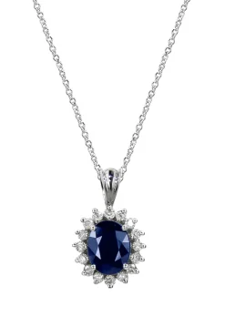 Necklaces & Pendants|Effy Jewelry Royalty 14K White Gold Blue Sapphire and Diamond Pendant, 2.29 TCW