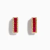 Earrings|Effy Jewelry Ruby Royal 14K Yellow Gold Princess Cut Ruby 5/8" Hoop Earrings, 1.76 TCW