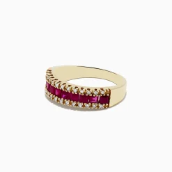Rings|Effy Jewelry Ruby Royal 14K Yellow Gold Princess Cut Ruby Band, 1.46 TCW