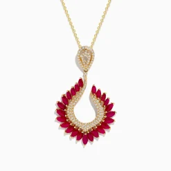 Necklaces & Pendants|Effy Jewelry Ruby Royal Yellow Gold Ruby and Diamond Statement Pendant, 4.88 TCW